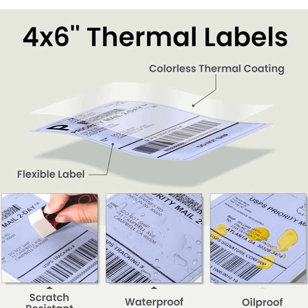 CUSTOM 50 ct 4x6” Thank You Cards/Stickers on Colored Labels, You Choose Color - Picture 5 of 12